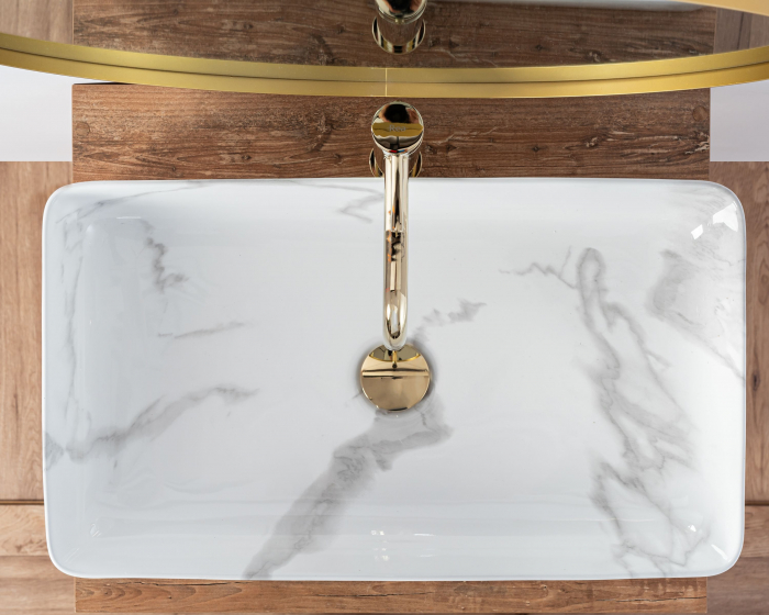 Lavoar dreptunghiular Rea Denis, aspect de marmură, finisaj lucios, 61,5 x 35 cm [5]