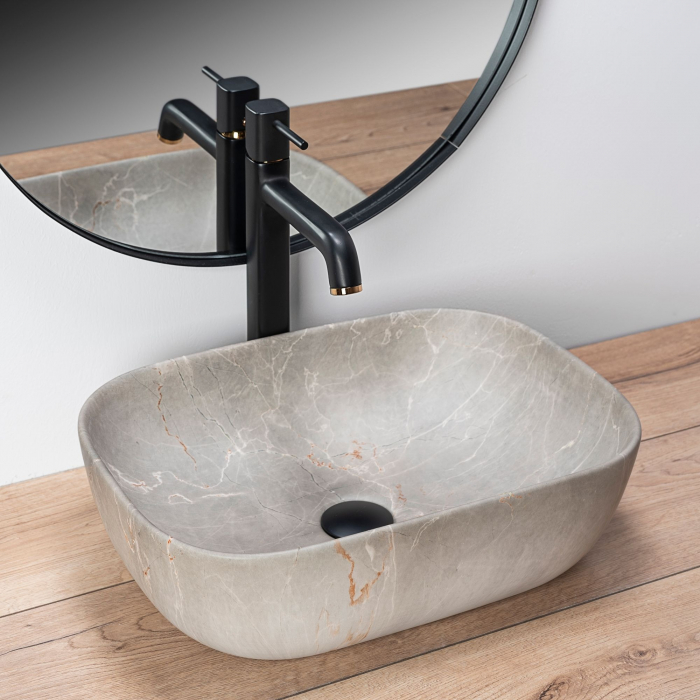 Lavoar pentru blat efect piatra 46x33 cm Rea Livia [2]