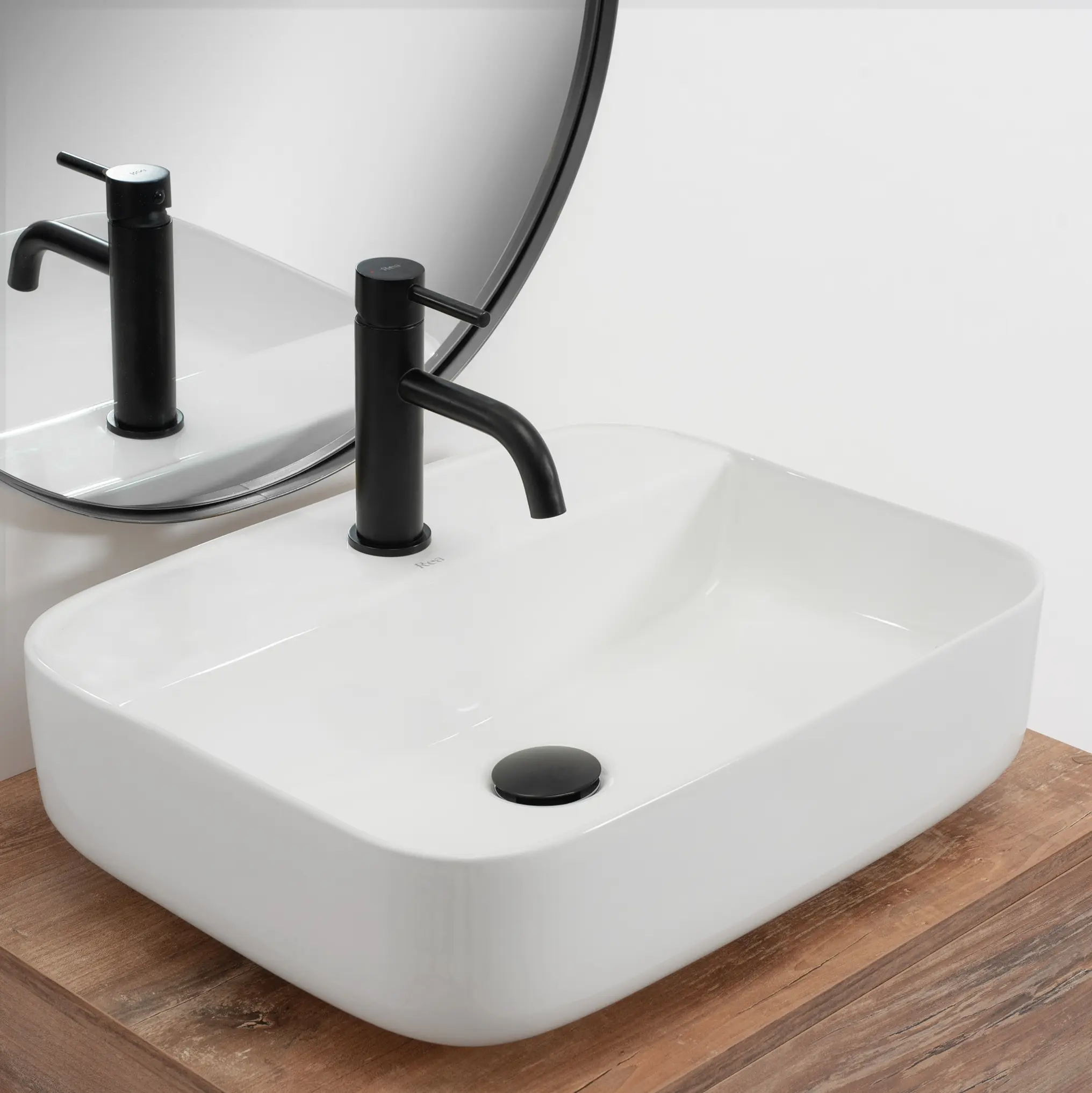 Lavoar dreptunghiular Rea Martina, alb lucios, 51,5 x 41 cm [2]