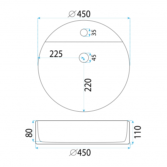 Lavoar pe blat alb, rotund 45 cm, Rea Ronda [6]