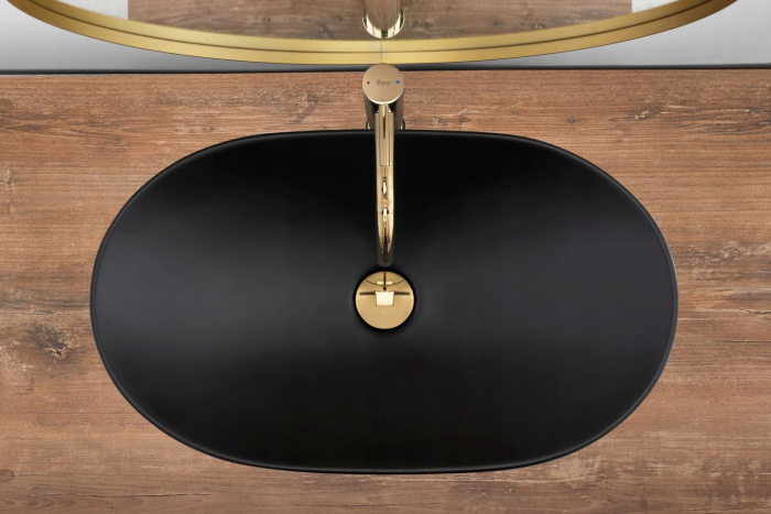 Lavoar pe blat oval, negru mat  60 cm, Rea Royal [4]