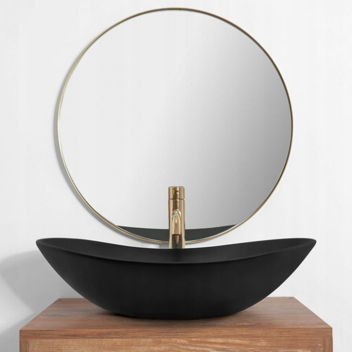 Lavoar pe blat oval, negru mat  60 cm, Rea Royal [3]