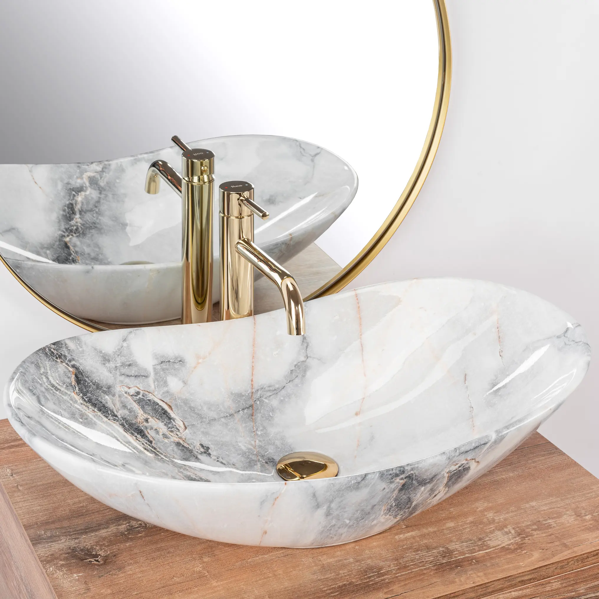Lavoar oval Rea Royal, imitație piatră, 62,5 x 36 cm [3]