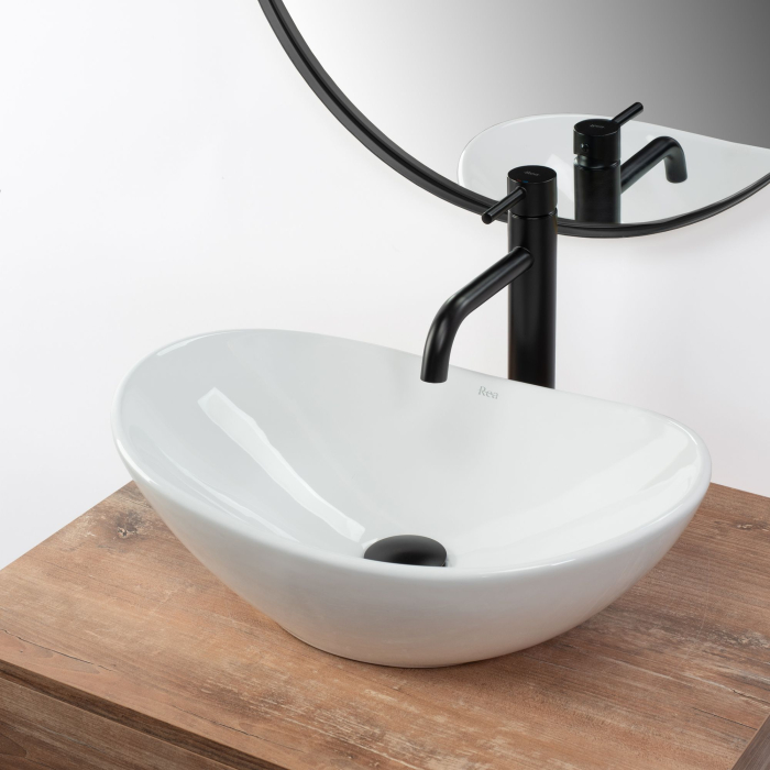 Lavoar pentru blat, alb lucios, oval, Rea Royal Mini [5]