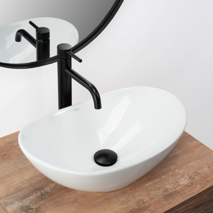 Lavoar pentru blat, alb lucios, oval, Rea Royal Mini [2]