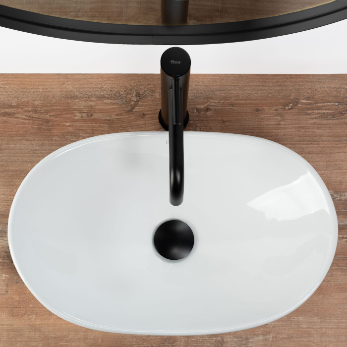 Lavoar pentru blat, alb lucios, oval, Rea Royal Mini [3]