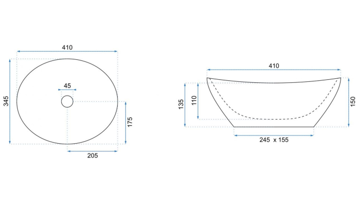 Lavoar pe blat Rea Sofia alb, oval, ceramică lucioasă, 41 x 34,5 cm [7]
