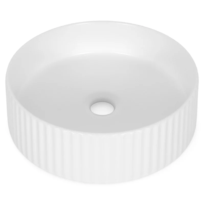 Lavoar rotund pe blat, cu riflaje 3D, alb lucios, Imperial Foglia [6]