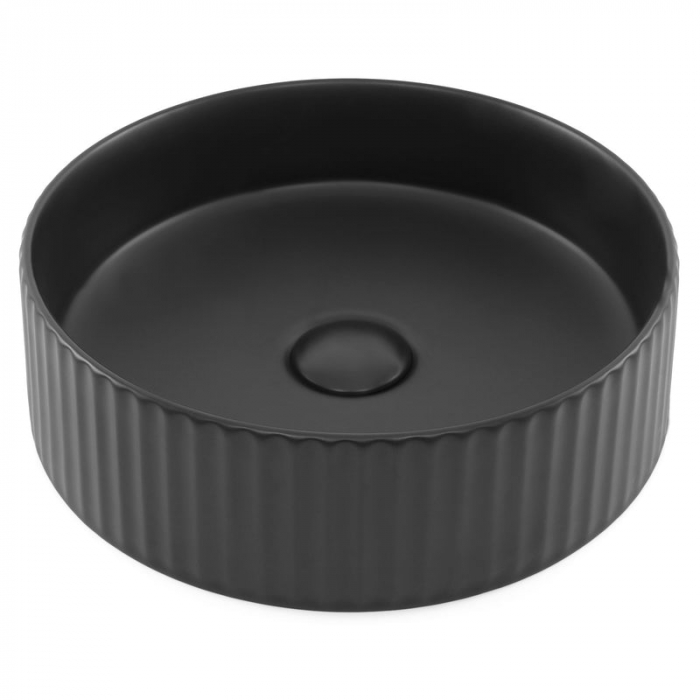 Set lavoar rotund pe blat, cu riflaje 3D Imperial Foglia plus baterie inalta negru mat, Ideal Standard [2]