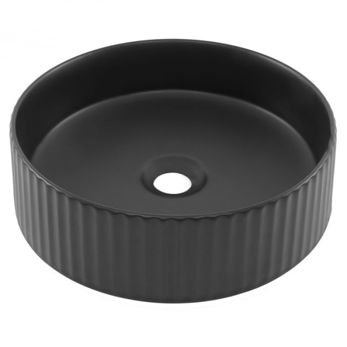 Lavoar rotund pe blat, cu riflaje 3D, negru mat Imperial Foglia [5]