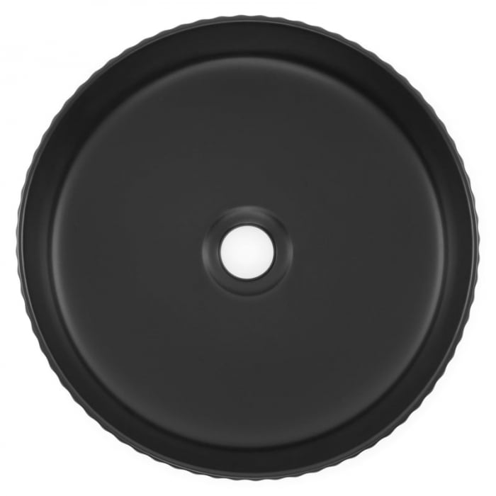Lavoar rotund pe blat, cu riflaje 3D, negru mat Imperial Foglia [4]
