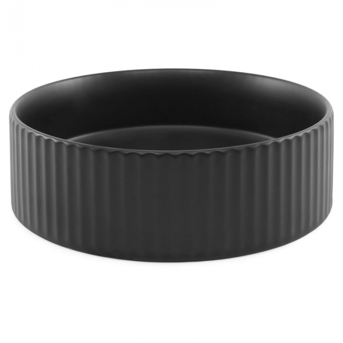 Lavoar rotund pe blat, cu riflaje 3D, negru mat Imperial Foglia [7]