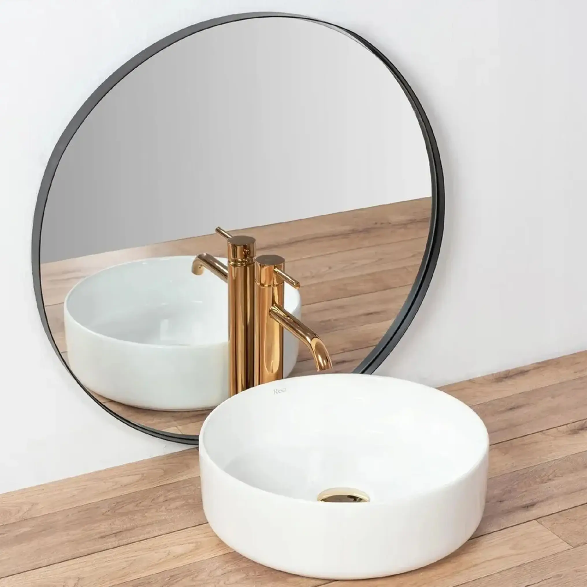 Lavoar rotund Rea Sami, alb lucios, 36 x 36 cm [3]