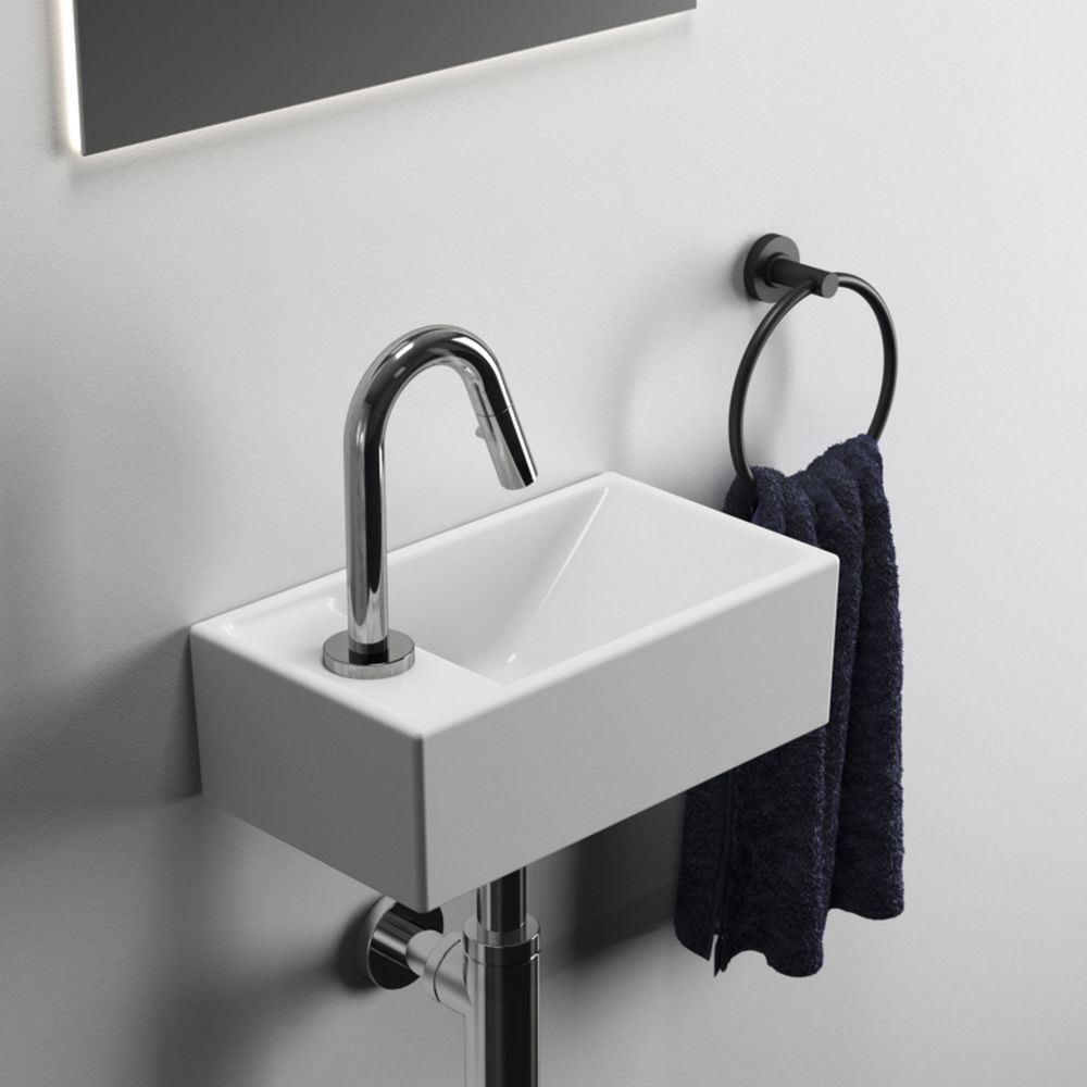 Lavoar suspendat alb 37 cm, dreptunghiular, orificiu baterie stanga, Ideal Standard Tempo [8]