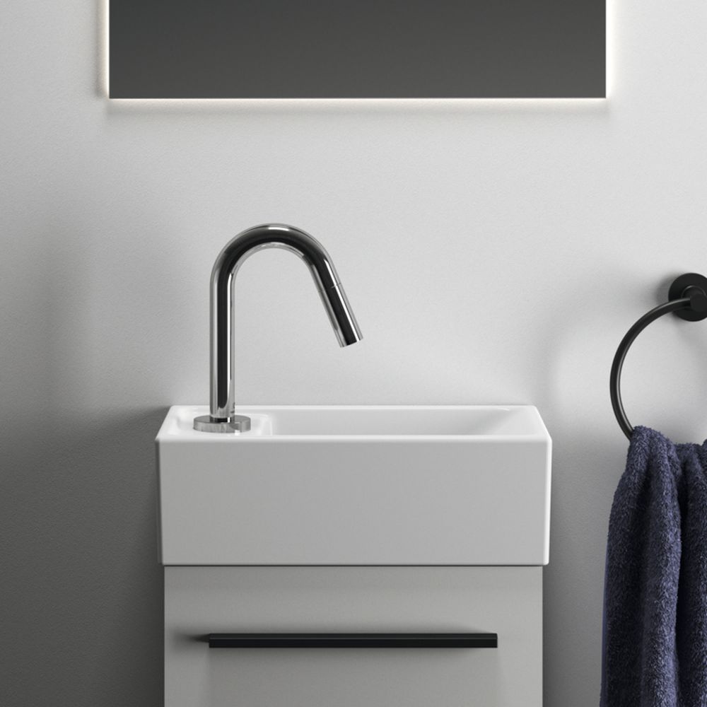 Lavoar suspendat alb 37 cm, dreptunghiular, orificiu baterie stanga, Ideal Standard Tempo [5]