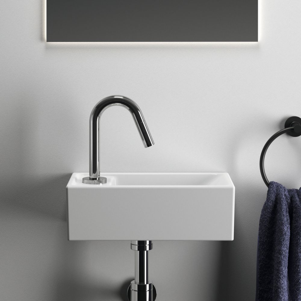 Lavoar suspendat alb 37 cm, dreptunghiular, orificiu baterie stanga, Ideal Standard Tempo [6]