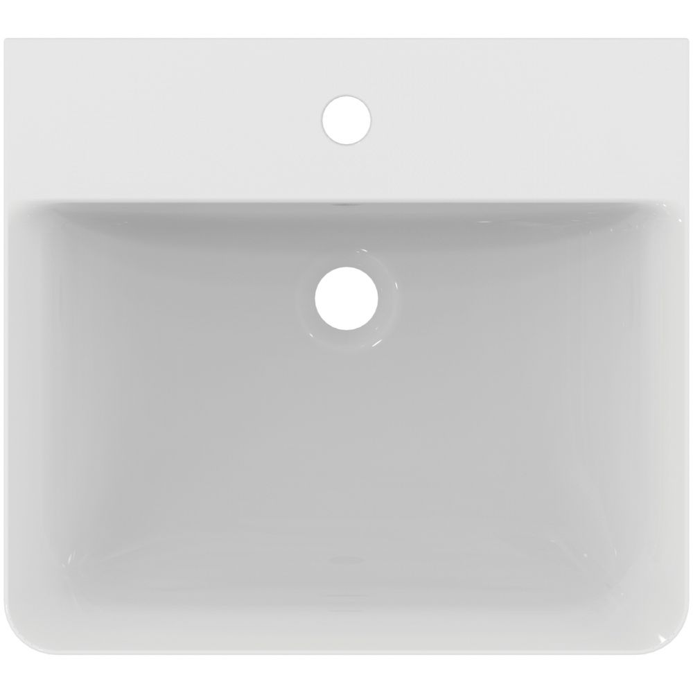 Lavoar suspendat alb 50 cm, orificiu baterie si preaplin, Ideal Standard Connect Air Cube [4]