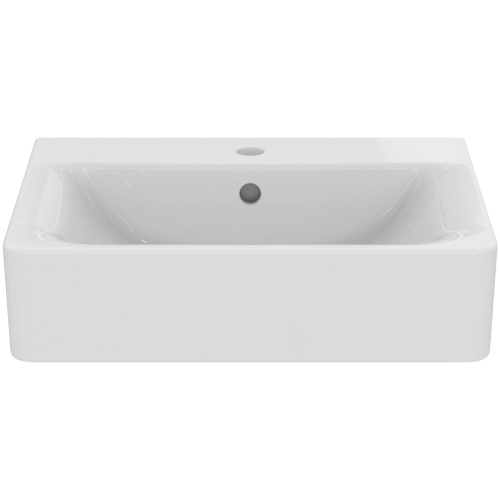 Lavoar suspendat alb 55 cm, dreptunghiular, orificiu baterie si preaplin, Ideal Standard Connect Cube [2]