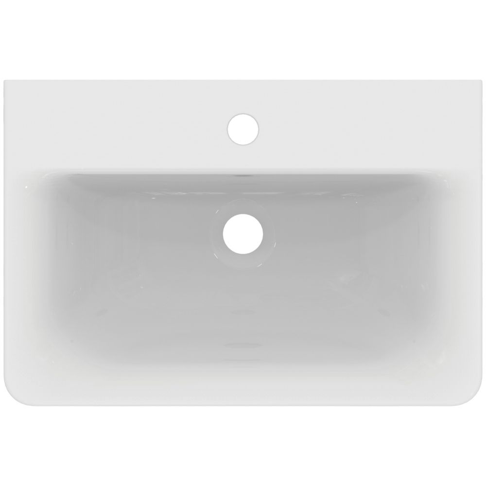 Lavoar suspendat alb 55 cm, orificiu baterie si preaplin, Ideal Standard Connect Space Cube [4]