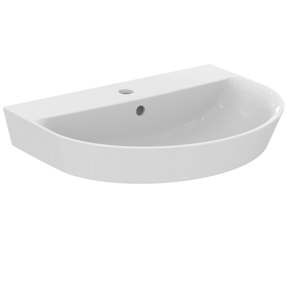 Lavoar suspendat alb 60 cm, asimetric, orificiu baterie si preaplin, Ideal Standard Connect Air [2]