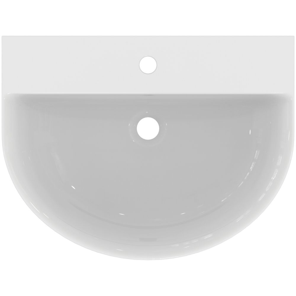 Lavoar suspendat alb 60 cm, asimetric, orificiu baterie si preaplin, Ideal Standard Connect Air [5]