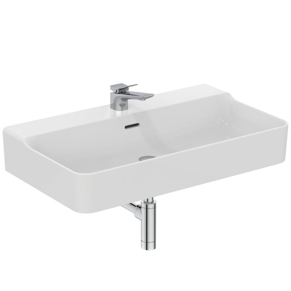 Lavoar suspendat alb 80 cm, dreptunghiular, cu preaplin, Ideal Standard Conca [4]