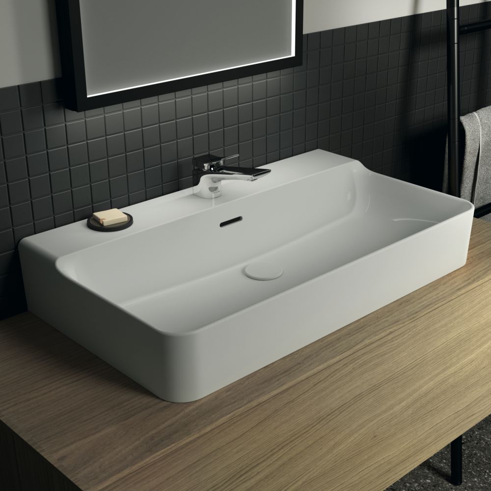 Lavoar suspendat alb 80 cm, dreptunghiular, cu preaplin, Ideal Standard Conca [7]