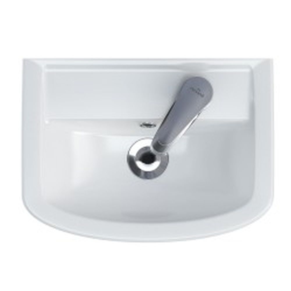 Lavoar suspendat alb 40 cm, asimetric, orificiu baterie dreapta, Cersanit Arteco [2]