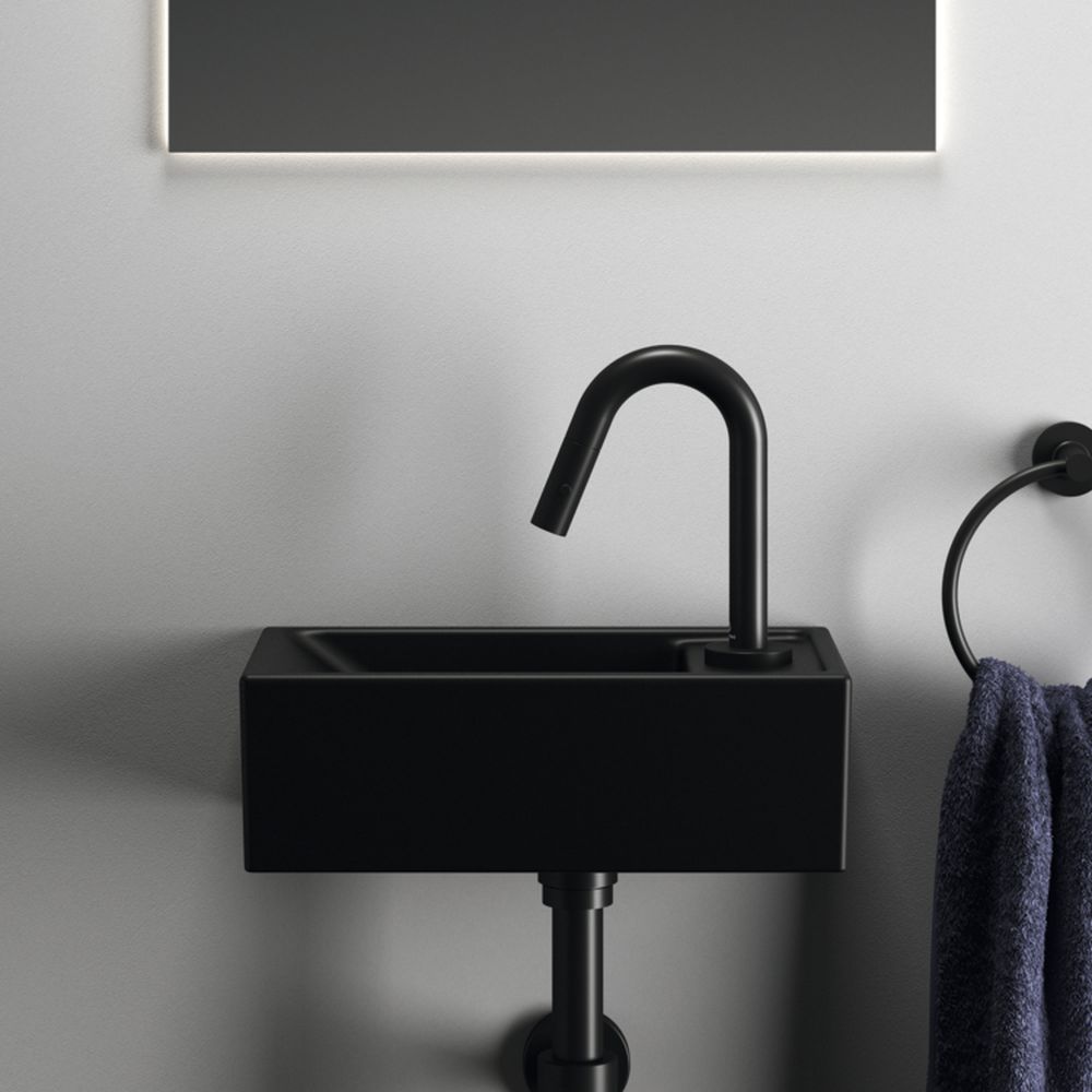 Lavoar suspendat negru mat 37 cm, dreptunghiular, orificiu baterie dreapta, Ideal Standard Tempo [7]
