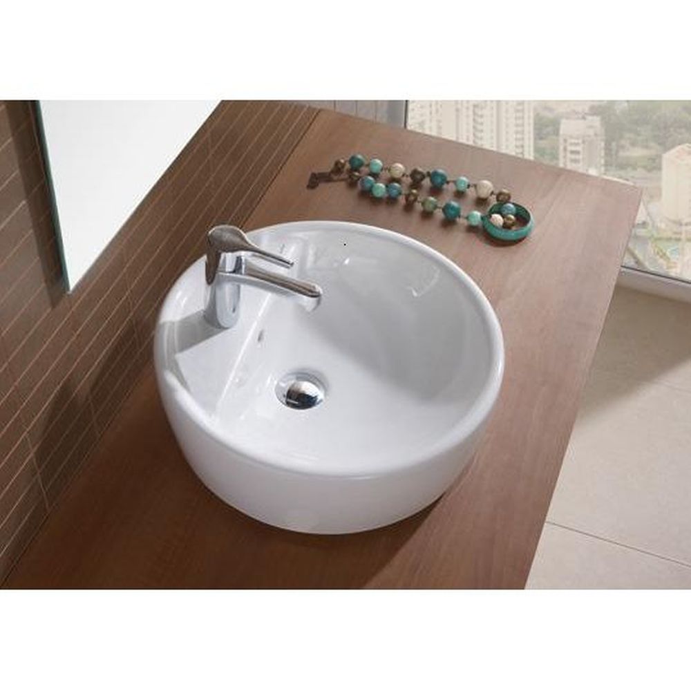 Lavoar pe blat alb 45 cm, rotund, cu orificiu baterie, Gala Urban [2]