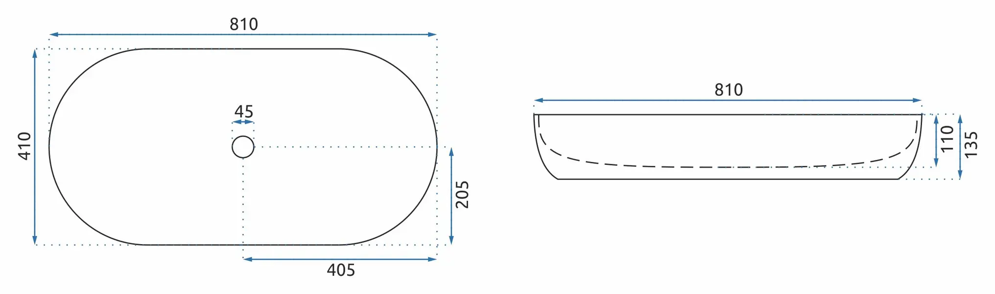 Lavoar oval Rea Cleo, aspect de marmură cu finisaj lucios, 81 x 41 cm [5]