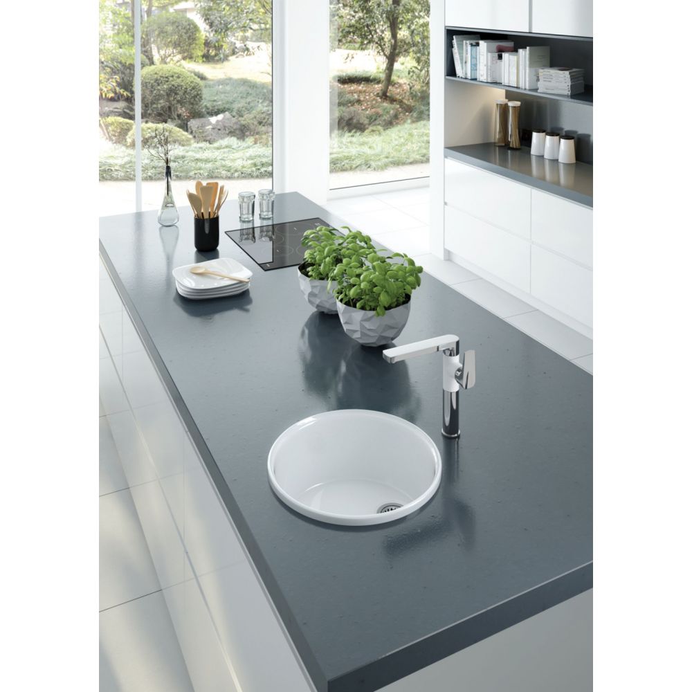 Chiuveta bucatarie rotunda ceramica, alba, Lusitano, Deante [2]