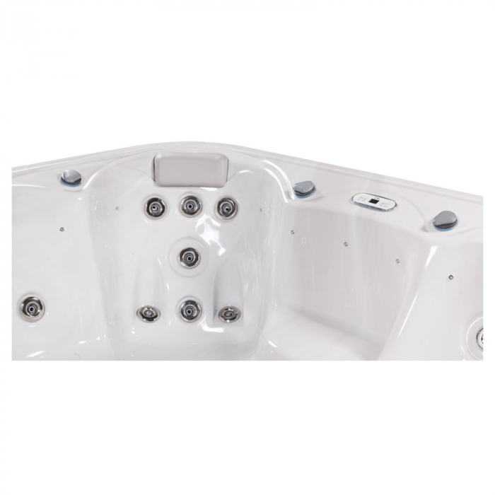 Minipiscina alb lucios cu LED si sistem audio, 6 persoane, 215x215 cm, Wellis, Venus [3]