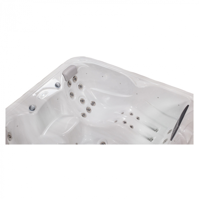 Minipiscina alb lucios cu LED si sistem audio, 6 persoane, 215x215 cm, Wellis, Venus [4]