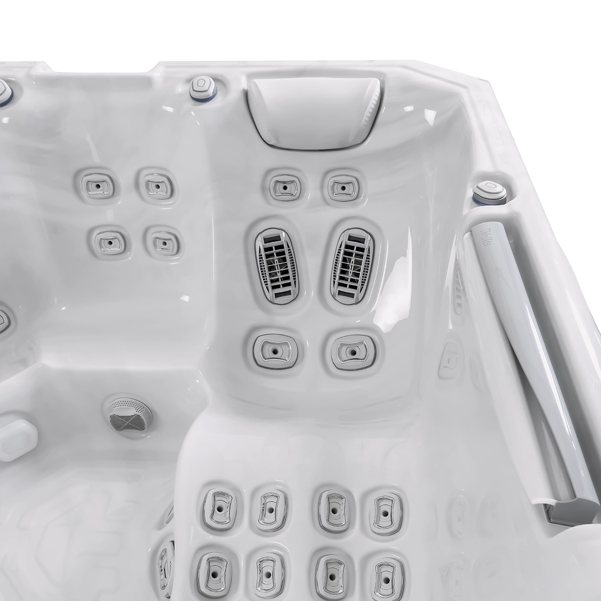 Minipiscină jacuzzi 6 persoane, alb-lucios, 43 jeturi, Infinity jets, WiFi, sistem audio, 215 × 215 cm, Wellis Atlas Deluxe [8]