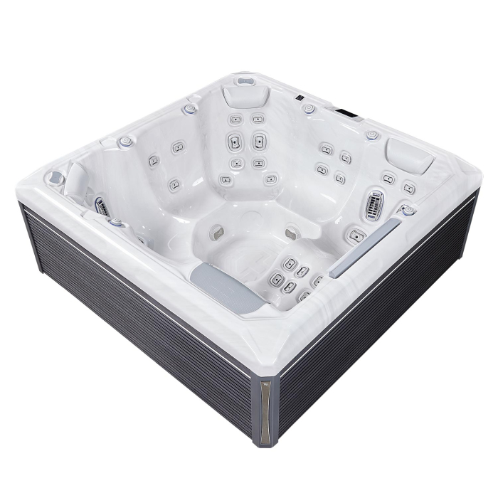 Minipiscină jacuzzi 6 persoane, alb-lucios, 43 jeturi, Infinity jets, WiFi, sistem audio, 215 × 215 cm, Wellis Atlas Deluxe [4]