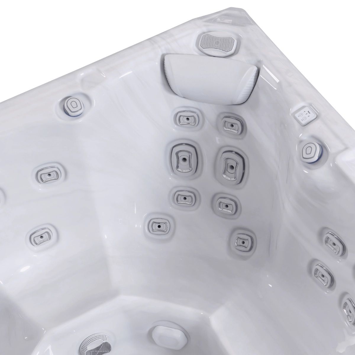 Minipiscină jacuzzi 6 persoane, alb-lucios, 43 jeturi, Infinity jets, WiFi, sistem audio, 215 × 215 cm, Wellis Atlas Deluxe [6]