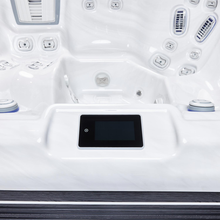 Minipiscină jacuzzi 6 persoane, alb-lucios, 43 jeturi, Infinity jets, WiFi, sistem audio, 215 × 215 cm, Wellis Atlas Deluxe [13]