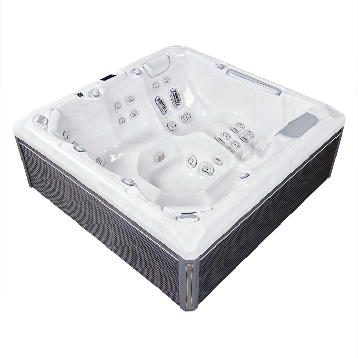 Minipiscină jacuzzi 6 persoane, alb-lucios, 43 jeturi, Infinity jets, WiFi, sistem audio, 215 × 215 cm, Wellis Atlas Deluxe [3]