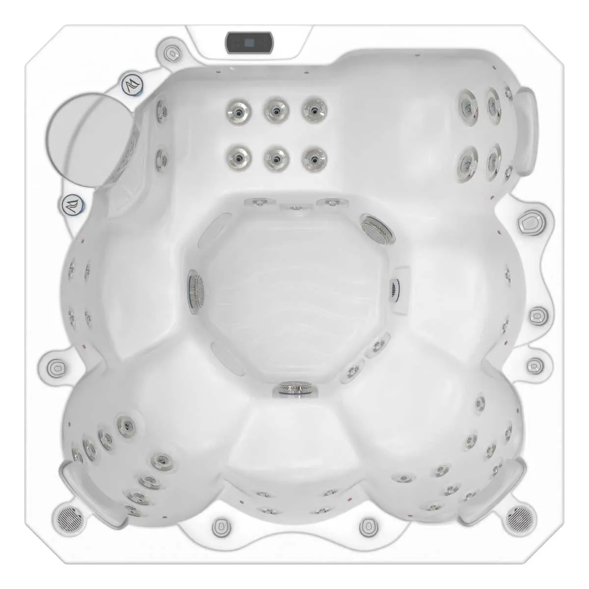 Minipiscina jacuzzi 6 persoane, alb-lucios, 50 jeturi hidromasaj, scara inteligenta cu suport pentru pompa de caldura, 200 × 200 cm, WiFi, sistem audio, Wellis Prague CityLife Premium [9]