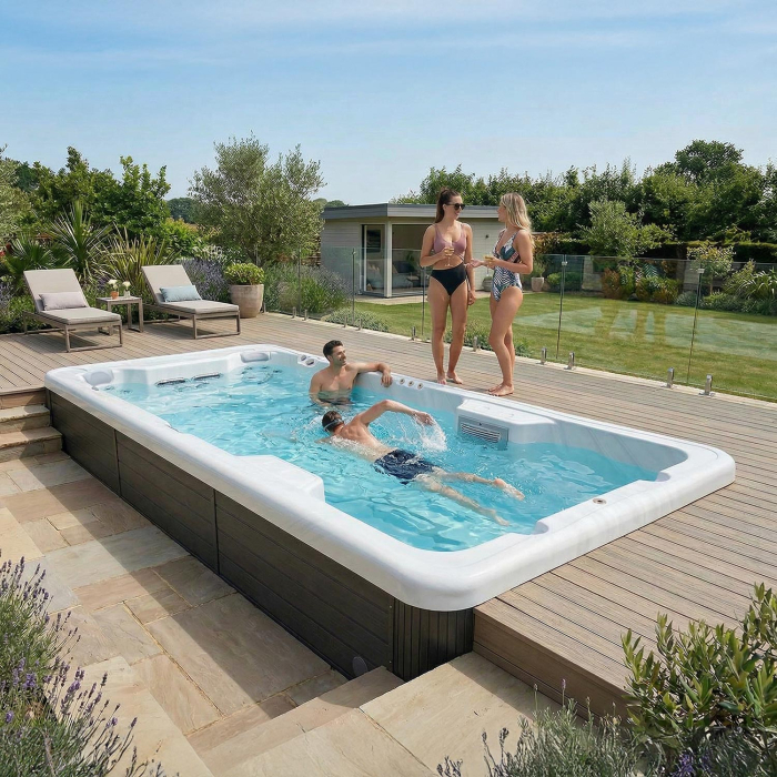 Minipiscina swim spa, ice white, 24 jeturi, iluminare LED,  Wellis Amazonas Riverjet Life [4]