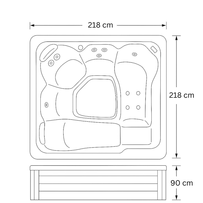 Minipiscina Malaga Life Deluxe alb lucios, Wellis, sistem stereo myMusic, 6 locuri, 218 × 218 cm [10]