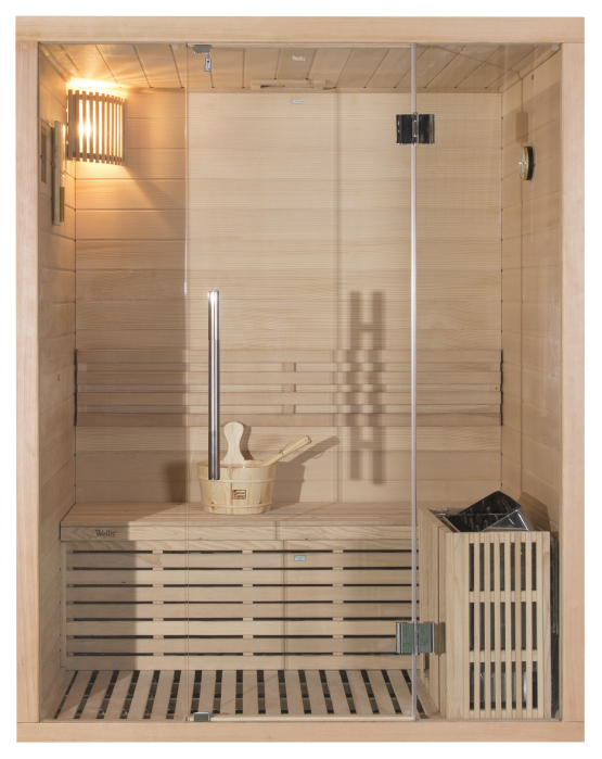 Sauna finlandeza de interior, 150x105 cm pentru 2 persoane, lemn de hemlock, Igneus Wellis [3]