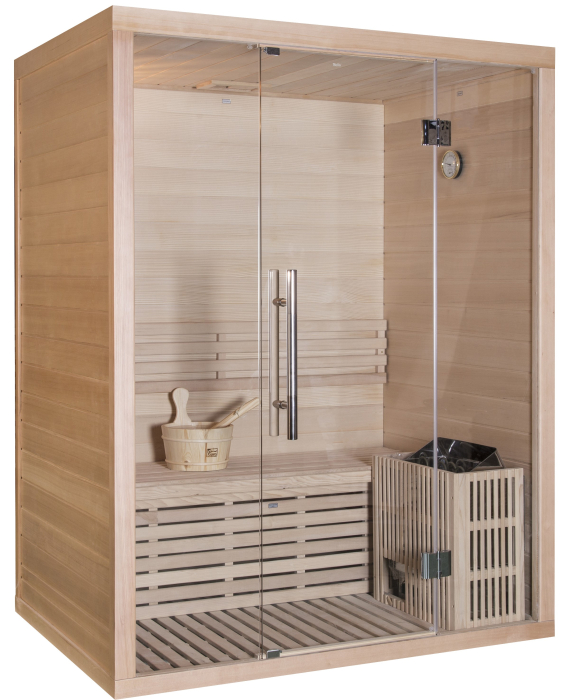 Sauna finlandeza de interior, 150x105 cm pentru 2 persoane, lemn de hemlock, Igneus Wellis [2]