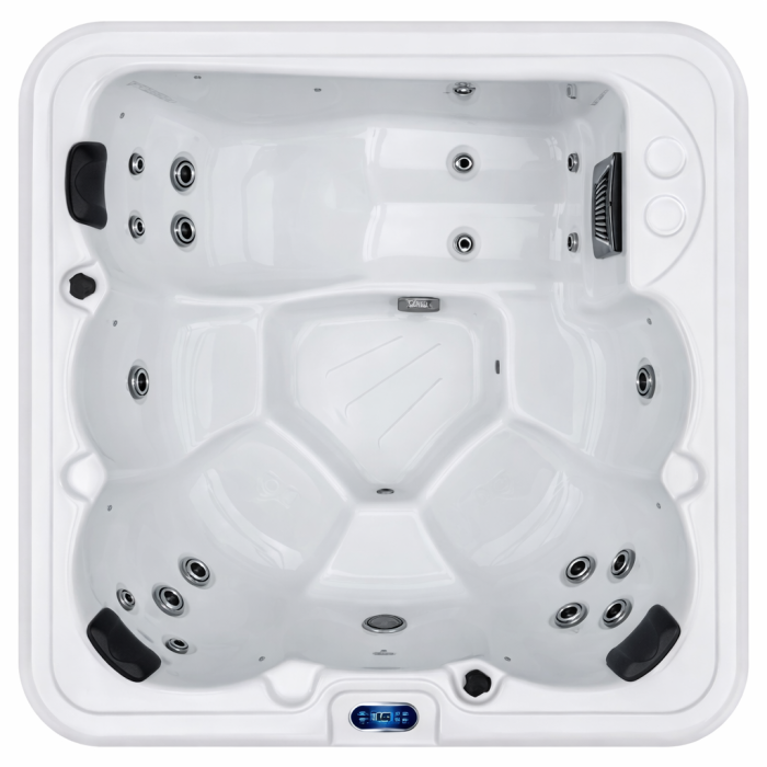 Minipiscina alb lucios, Glass Eascape 19 , sistem stereo, 6 locuri, cromoterapie 195 × 195 cm [2]