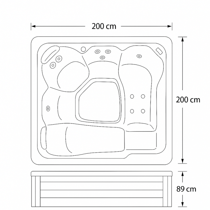 Minipiscina Pluto alb lucios, Wellis, MyLine, sistem stereo myMusic, 5 locuri, 200x200 cm [8]