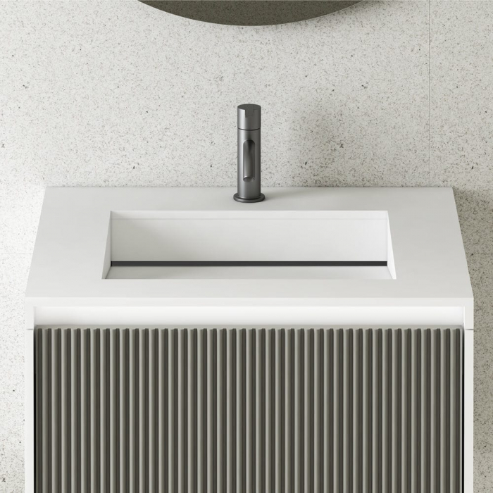 Mobilier baie suspendat gri inchis cu lavoar, 60x52 cm, cu iluminare LED, Elysium Blanca [4]