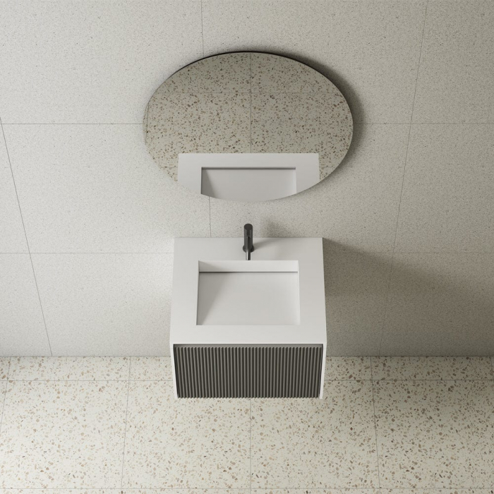 Mobilier baie suspendat gri inchis cu lavoar, 60x52 cm, cu iluminare LED, Elysium Blanca [3]