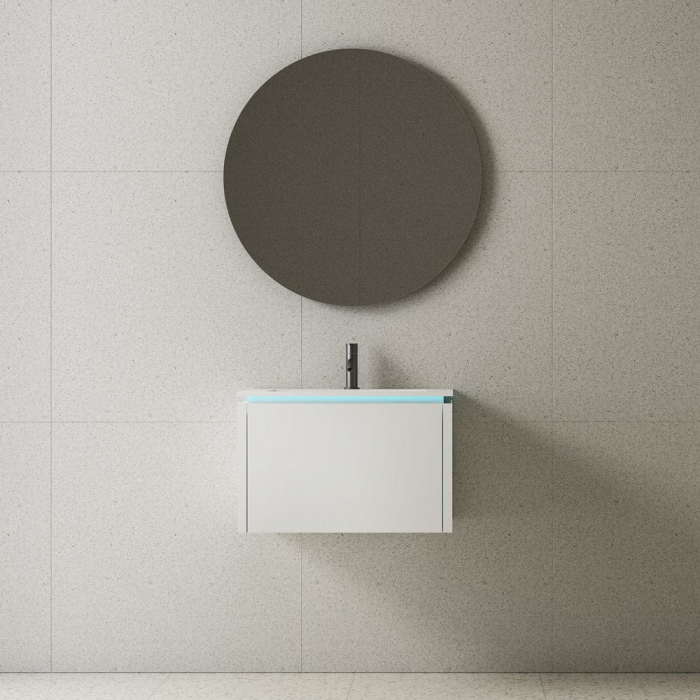 Mobilier baie suspendat alb mat, cu lavoar inclus si iluminare LED, 60x40 cm, Anna [2]