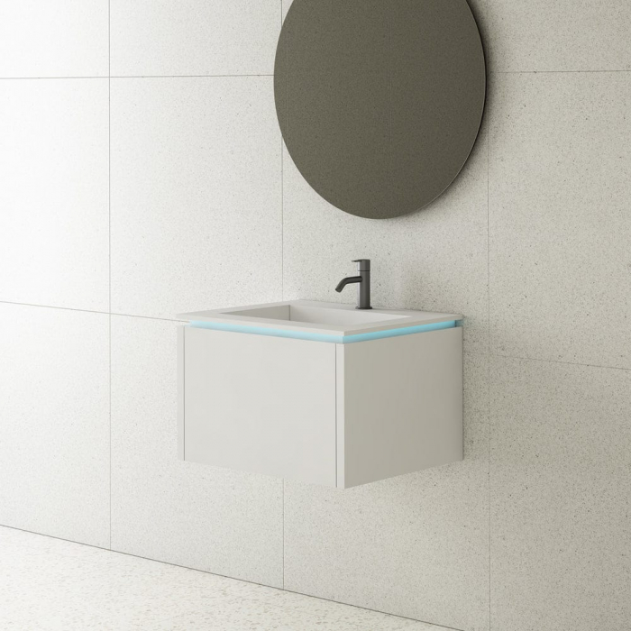 Mobilier baie suspendat alb mat, cu lavoar inclus si iluminare LED, 60x40 cm, Anna [3]